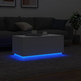 Table basse avec lumières LED blanc 90x50x40 cm