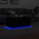 Table basse avec lumières LED noir 90x50x40 cm