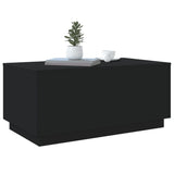 Coffee table with LED lights black 90x50x40 cm