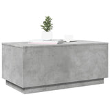 Table basse avec lumières LED gris béton 90x50x40 cm