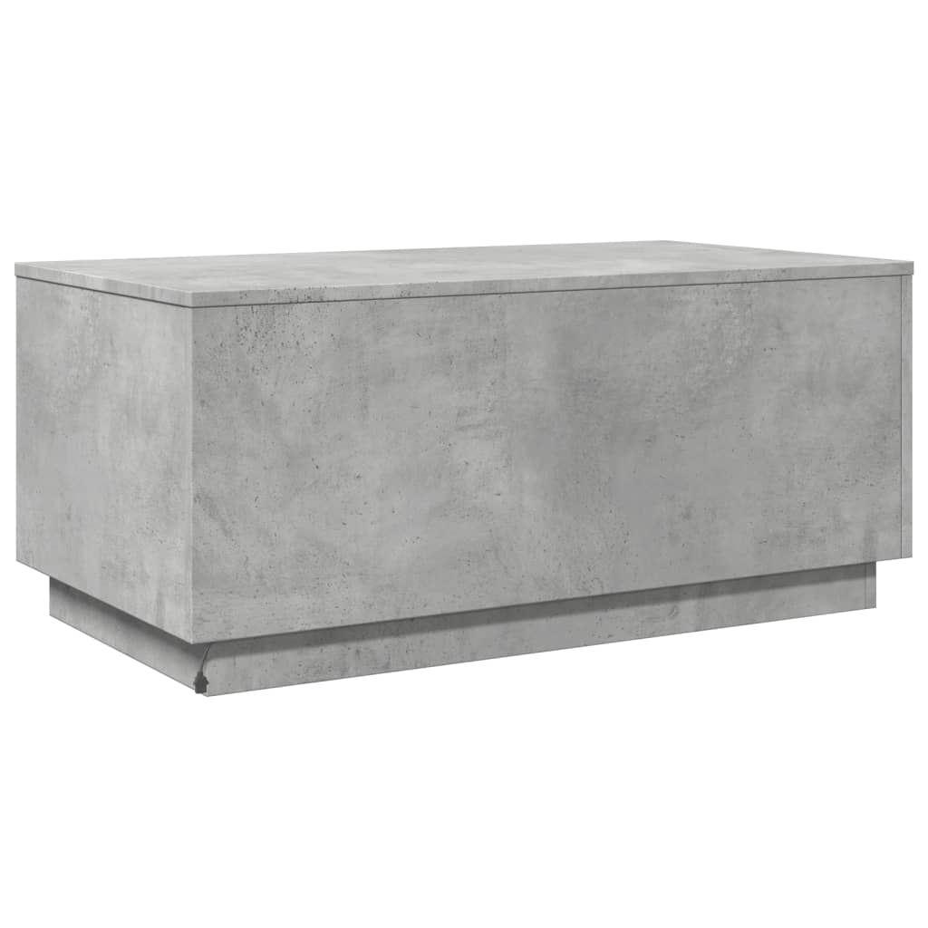 Table basse avec lumières LED gris béton 90x50x40 cm