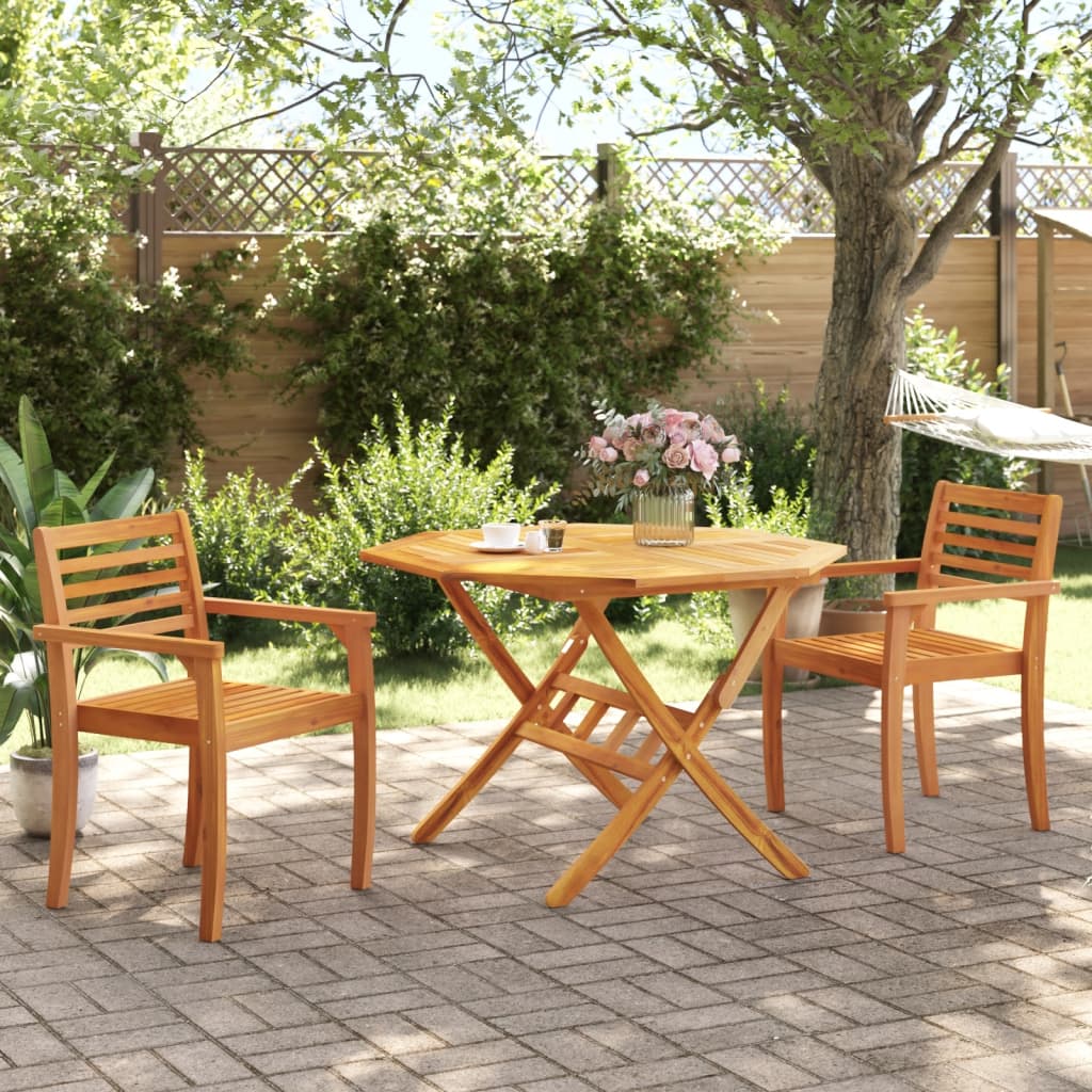 Table pliable de jardin Ø110x75 cm bois d'acacia solide