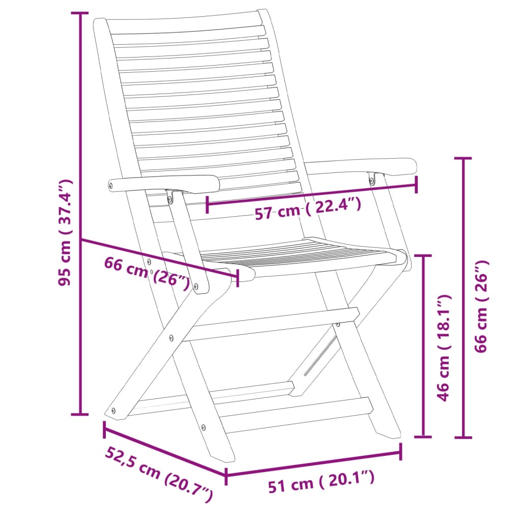 Chaises pliantes de jardin avec accoudoir lot de 2