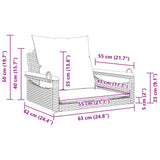 Balancelle avec coussins beige 63x62x40 cm résine tressée