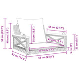 Balancelle avec coussins gris 63x62x40 cm résine tressée