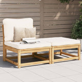 Salon de jardin 3 pcs avec coussins bois massif d'acacia