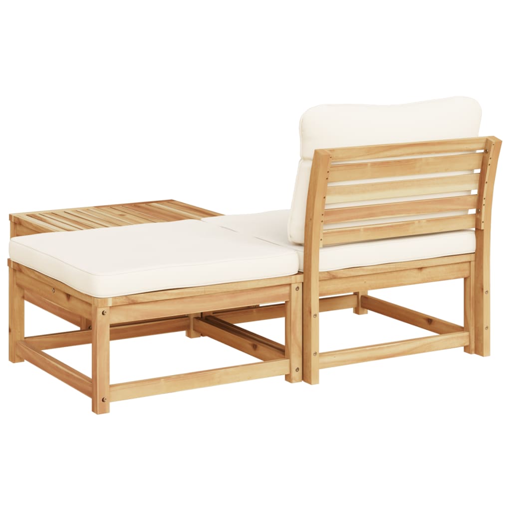 Salon de jardin 3 pcs avec coussins bois massif d'acacia