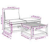 Salon de jardin 3 pcs avec coussins bois massif d'acacia