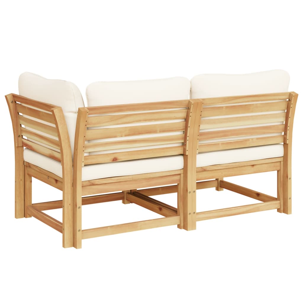 Salon de jardin 2 pcs avec coussins bois massif d'acacia