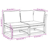 Salon de jardin 2 pcs avec coussins bois massif d'acacia