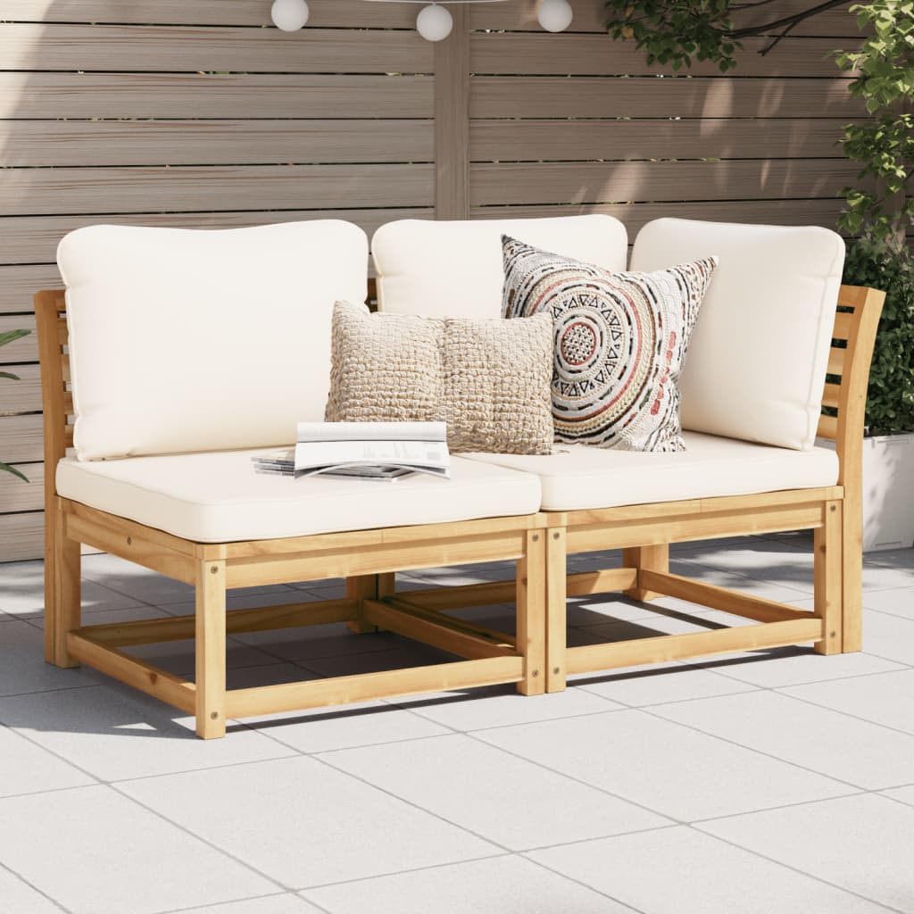 Salon de jardin 2 pcs avec coussins bois massif d'acacia