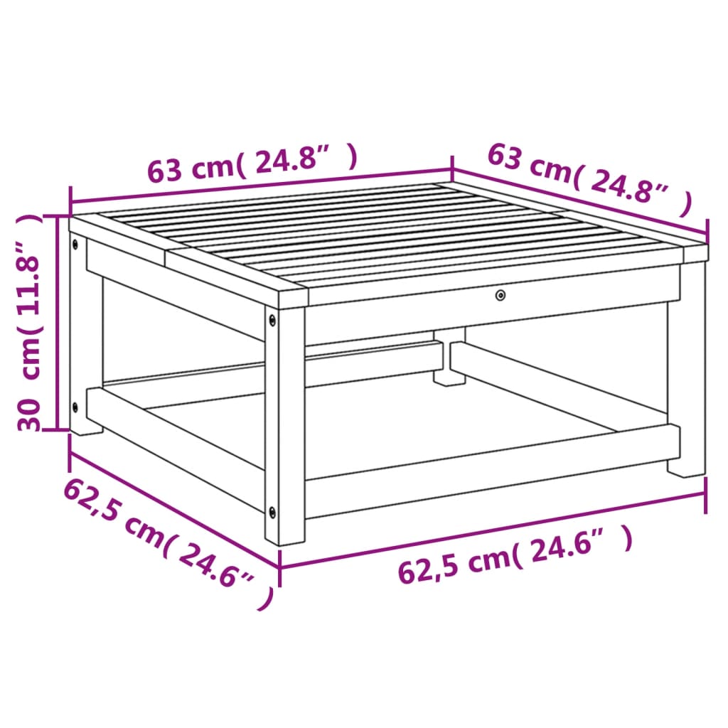 Table de jardin 63x63x30 cm bois d'acacia solide