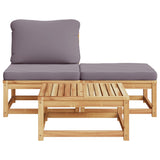 Salon de jardin 3 pcs avec coussins bois massif d'acacia