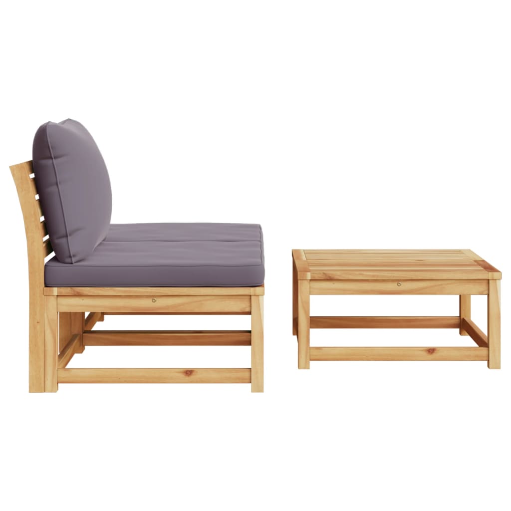 Salon de jardin 3 pcs avec coussins bois massif d'acacia