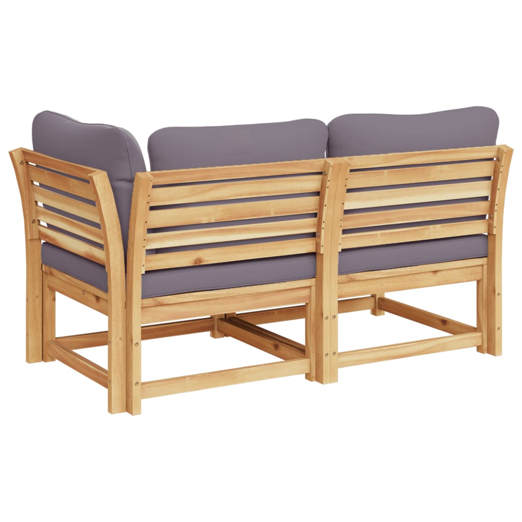 Salon de jardin 2 pcs avec coussins bois massif d'acacia