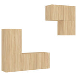 Unités murales TV 4 pcs chêne sonoma bois d'ingénierie