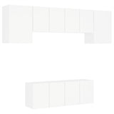 Unités murales TV 6 pcs blanc bois d'ingénierie