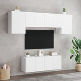 Unités murales TV 6 pcs blanc bois d'ingénierie