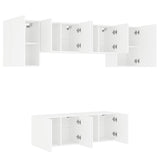 Unités murales TV 6 pcs blanc bois d'ingénierie