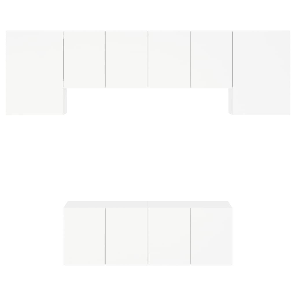 Unités murales TV 6 pcs blanc bois d'ingénierie