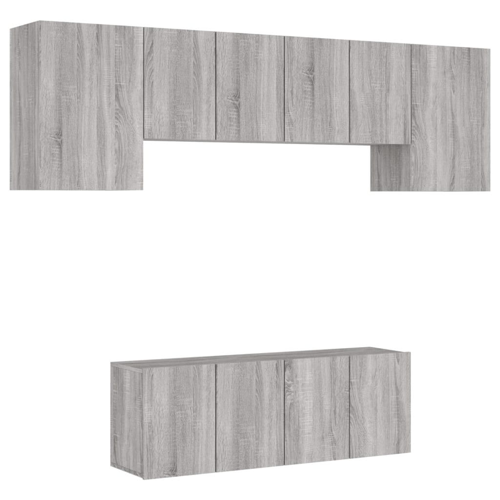 Unités murales TV 6 pcs sonoma gris bois d'ingénierie