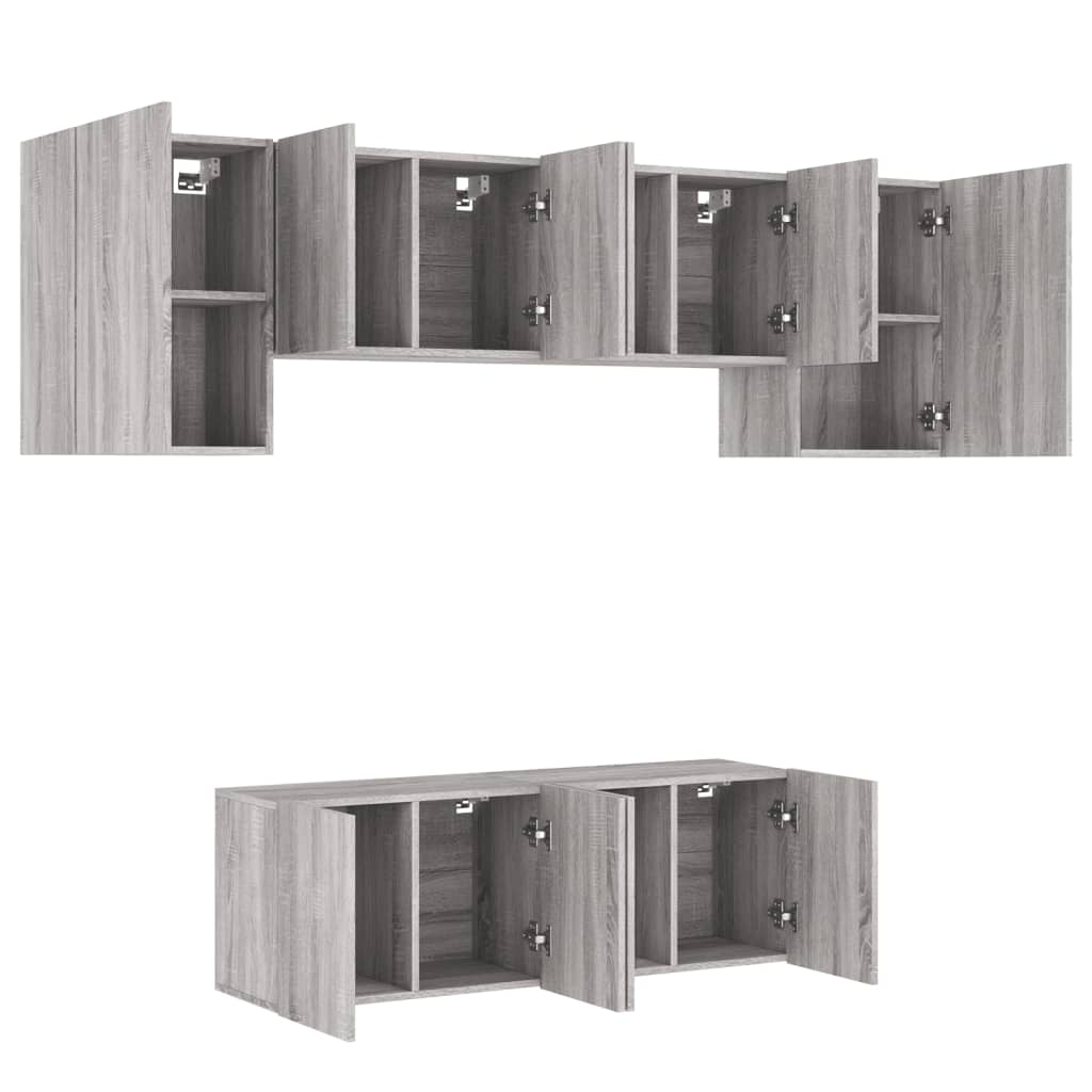 Unités murales TV 6 pcs sonoma gris bois d'ingénierie