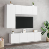 Unités murales TV 5 pcs blanc bois d'ingénierie