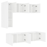 Unités murales TV 5 pcs blanc bois d'ingénierie