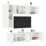 Unités murales TV 5 pcs blanc bois d'ingénierie