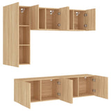 5 pcs TV wall units sonoma oak engineered wood