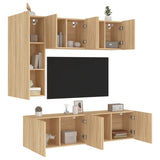 5 pcs TV wall units sonoma oak engineered wood