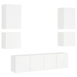 Unités murales TV 6 pcs blanc bois d'ingénierie