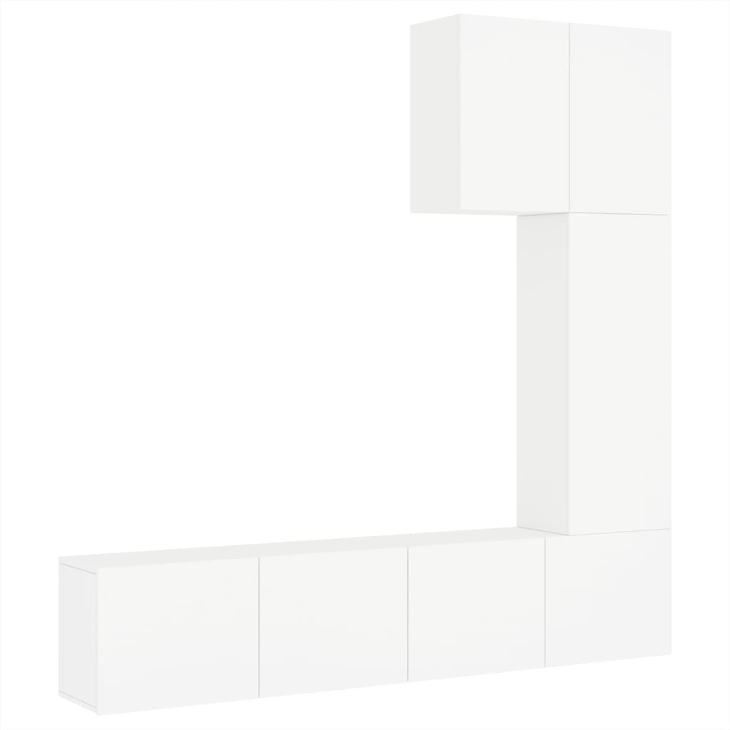 Unités murales TV 5 pcs blanc bois d'ingénierie