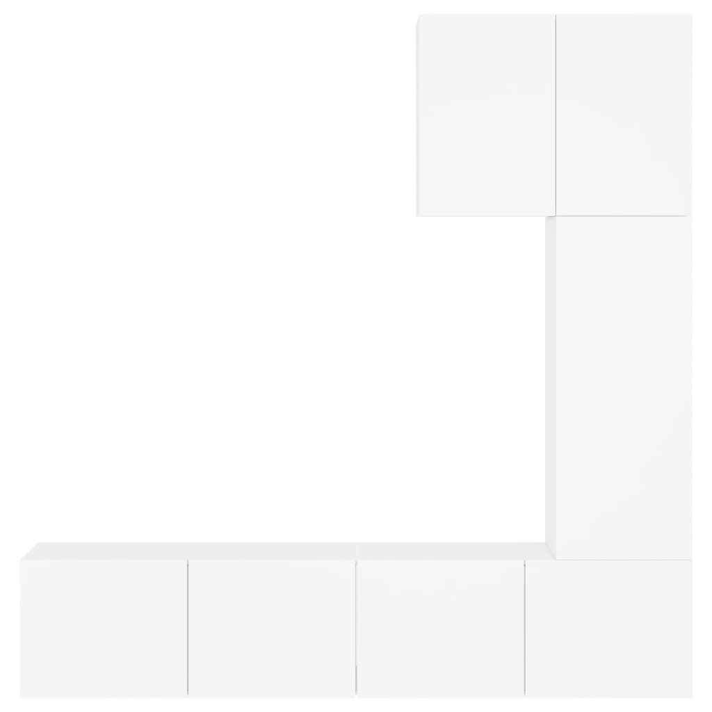 Unités murales TV 5 pcs blanc bois d'ingénierie