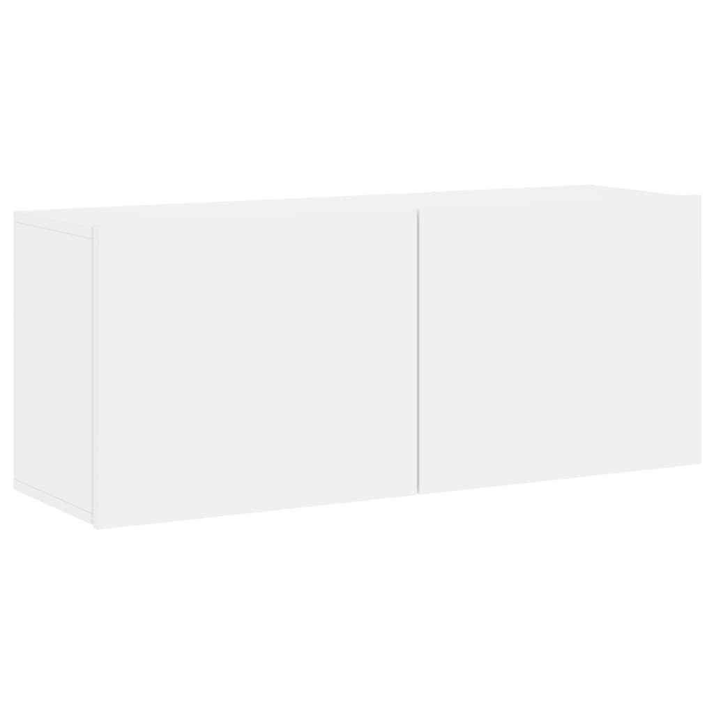 Unités murales TV 5 pcs blanc bois d'ingénierie