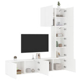 Unités murales TV 5 pcs blanc bois d'ingénierie