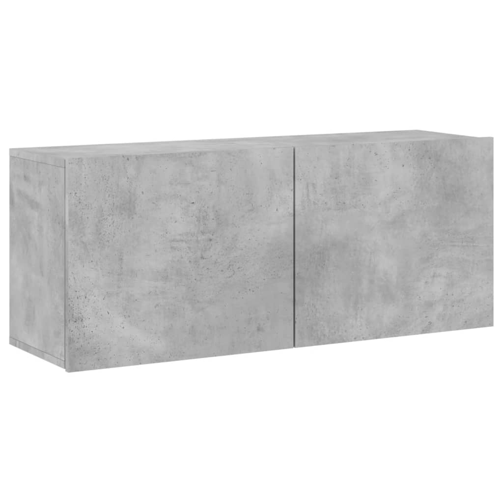 Unités murales TV 5 pcs gris béton bois d'ingénierie