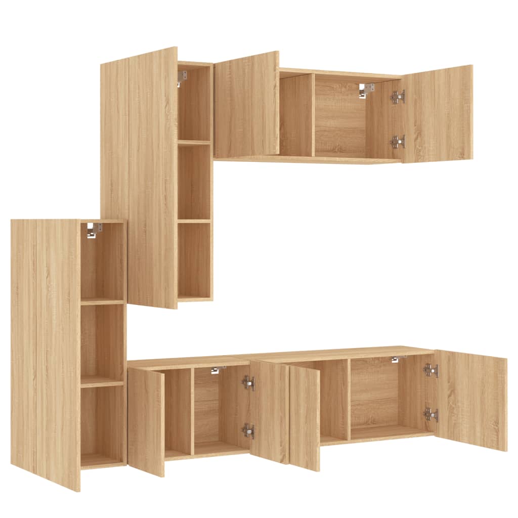 5 pcs TV wall units sonoma oak engineered wood