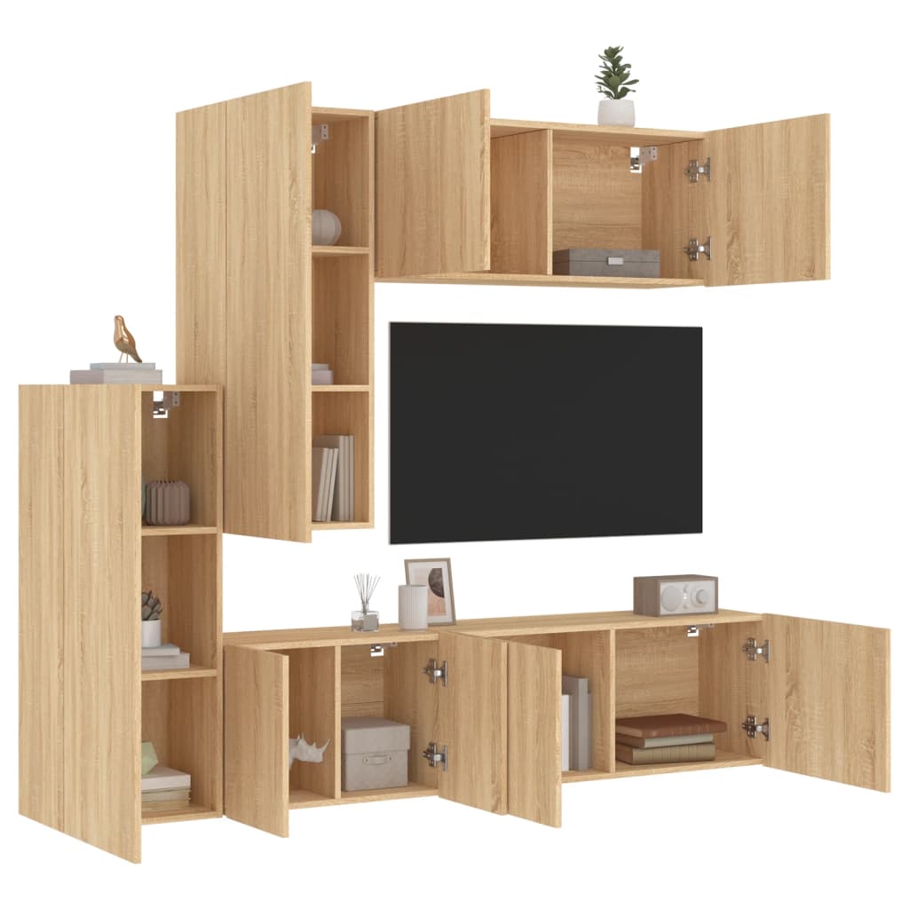 5 pcs TV wall units sonoma oak engineered wood