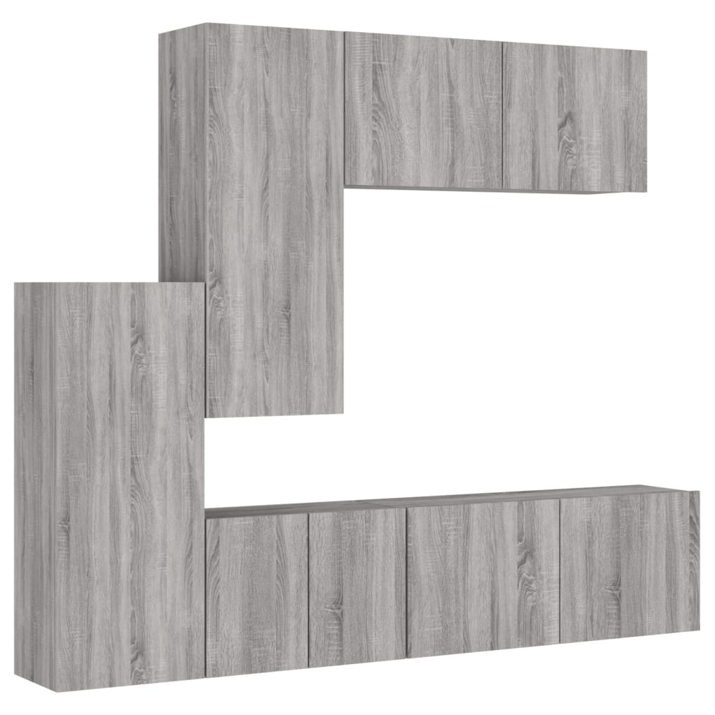 Unités murales TV 5 pcs sonoma gris bois d'ingénierie