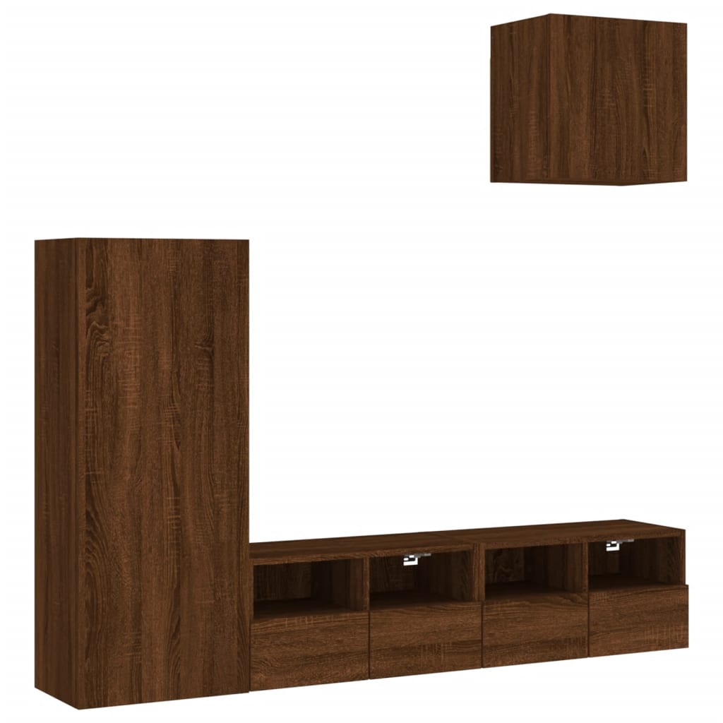 TV Wall Units 4 pcs Oak Brown Engineered Wood