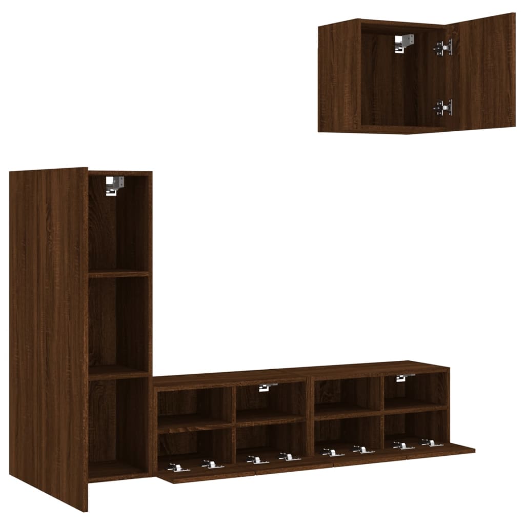 TV Wall Units 4 pcs Oak Brown Engineered Wood