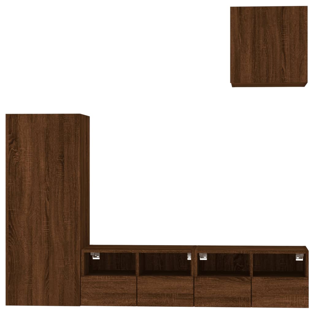 TV Wall Units 4 pcs Oak Brown Engineered Wood