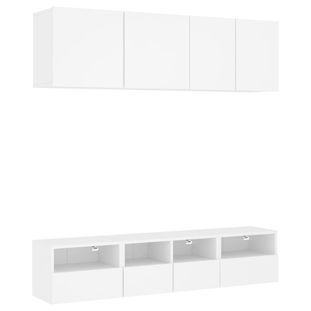 Unités murales TV 5 pcs blanc bois d'ingénierie