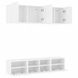 Unités murales TV 5 pcs blanc bois d'ingénierie