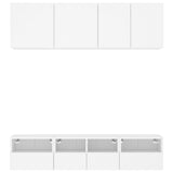 Unités murales TV 5 pcs blanc bois d'ingénierie