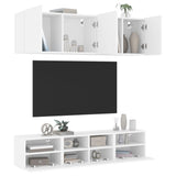 Unités murales TV 5 pcs blanc bois d'ingénierie