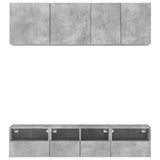 5 pcs TV wall units concrete grey engineered wood