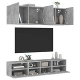 Unités murales TV 5 pcs gris béton bois d'ingénierie