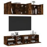 TV wall units 5 pcs smoked oak engineered wood